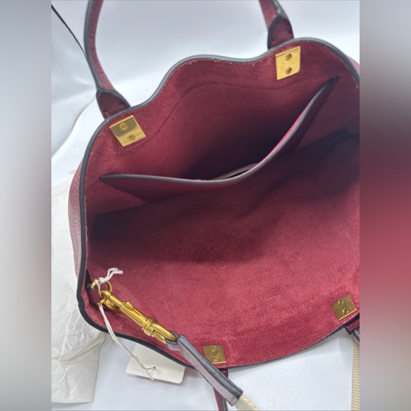 NWT VALENTINO  Burgundy Grained-Leather Tote Bag/ Crossbody - Picture 13 of 16